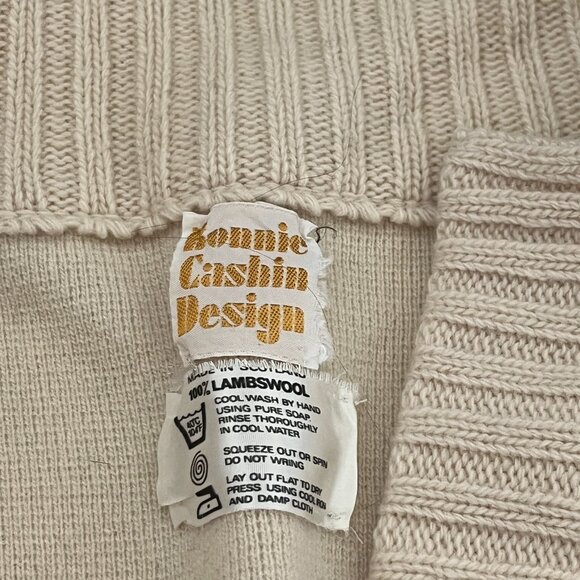 Bonnie Cashin Sweaters - Vtg Bonnie Cashin Ivory Wool Tunic Sweater Collar Side Slits M